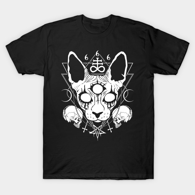 Very satanic black metal sphynx cat T-Shirt by alexanderkansas